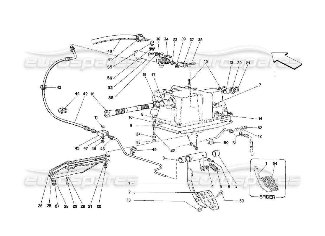 ferrari 348 (2.7 motronic) clutch release control part diagram