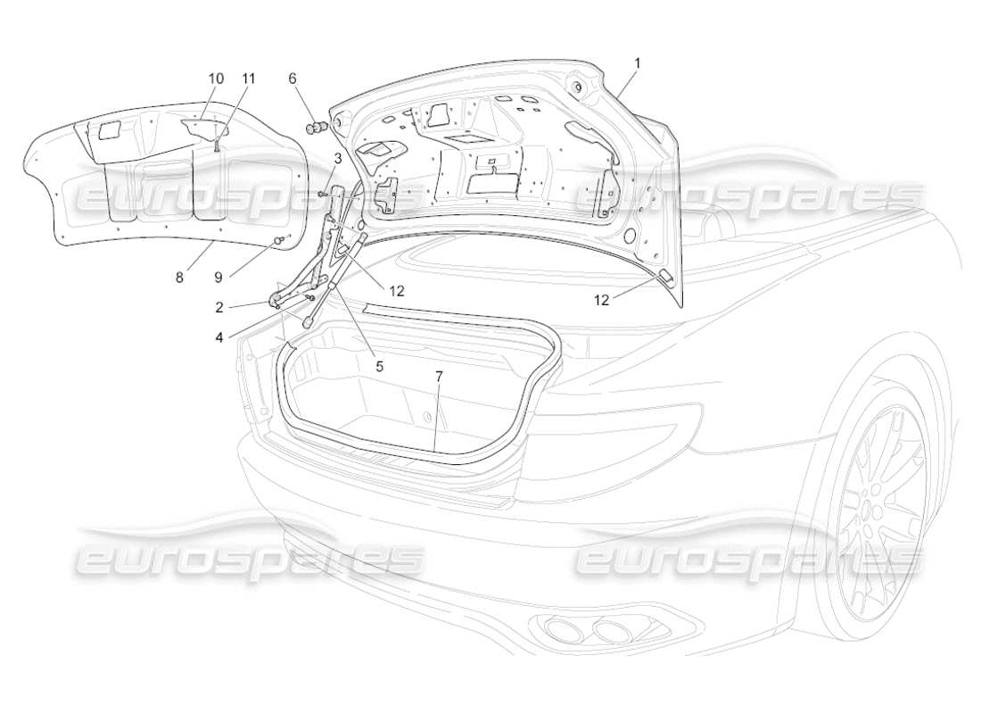 maserati grancabrio (2010) 4.7 rear lid part diagram