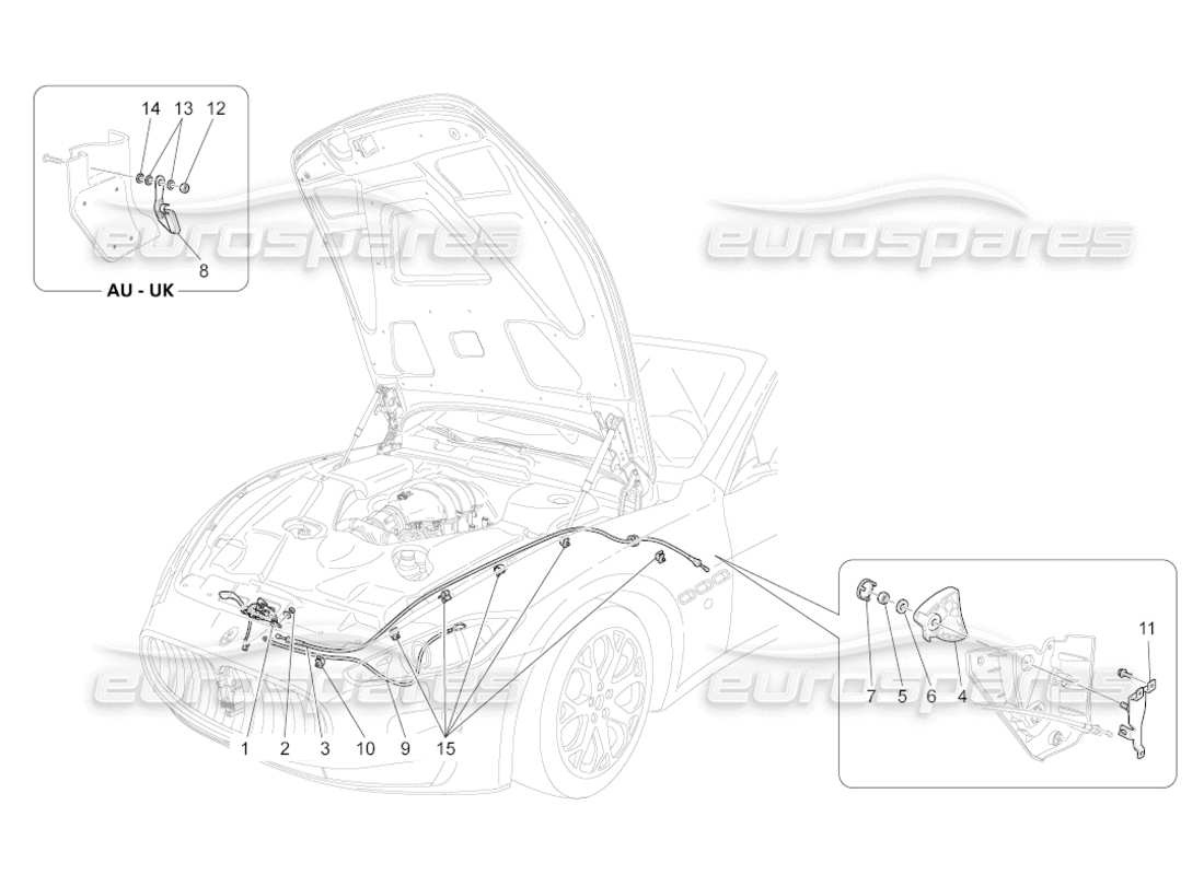 maserati grancabrio (2010) 4.7 front lid opening button part diagram