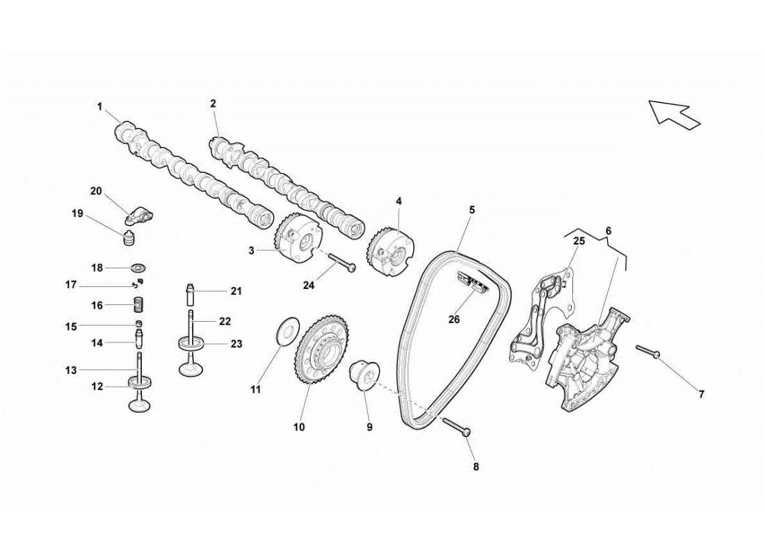 lamborghini gallardo sts ii sc right head timing system parts diagram