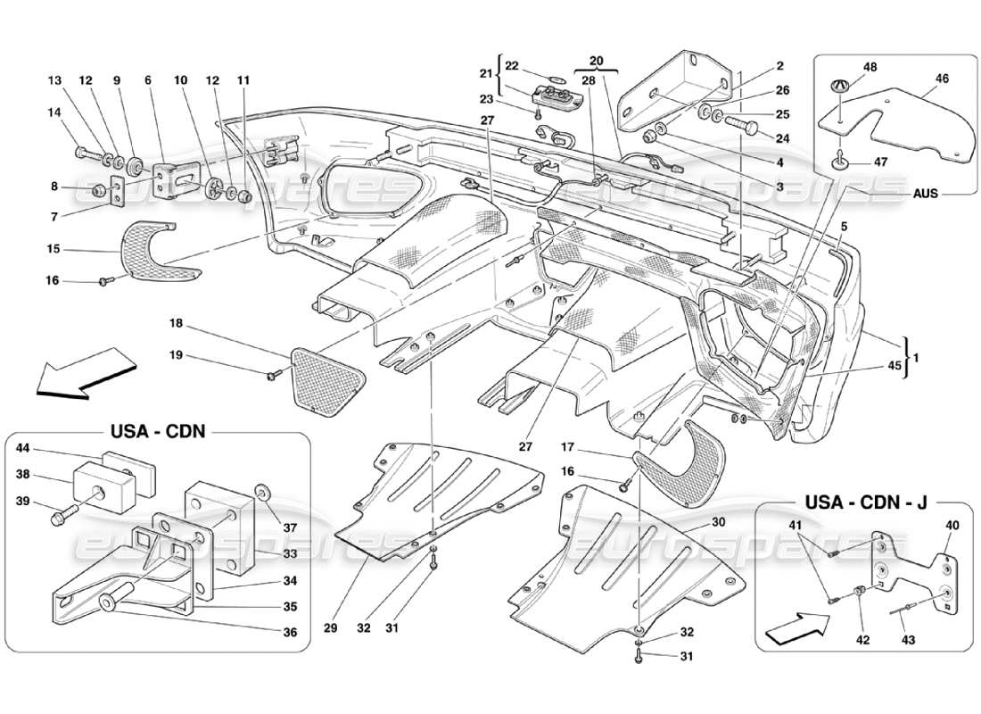 ferrari 360 challenge stradale rear bumper parts diagram