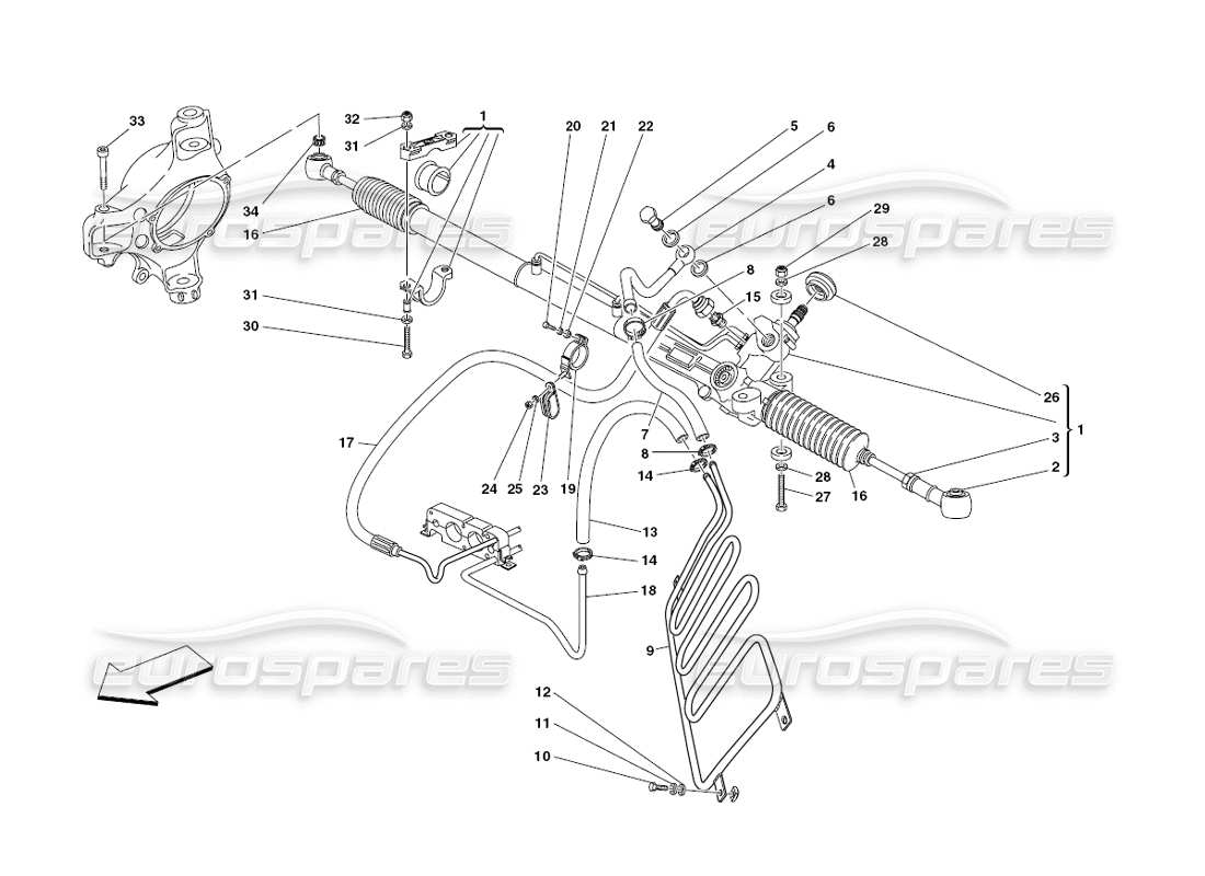 ferrari 430 challenge (2006) hydraulic steering box and serpentine parts diagram