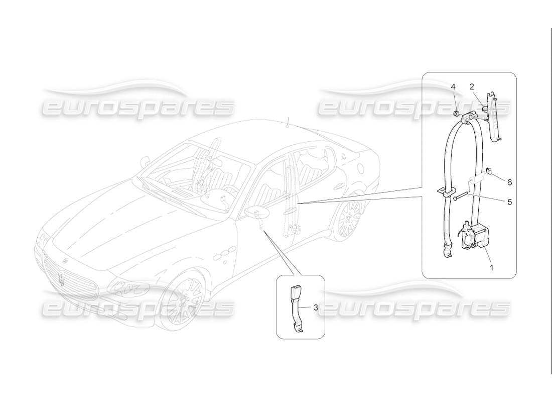maserati qtp. (2006) 4.2 f1 front seatbelts parts diagram