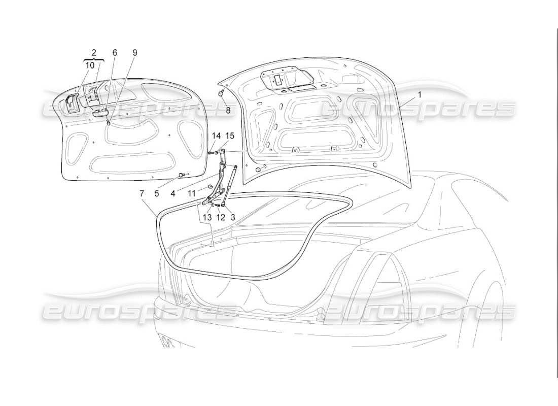 maserati qtp. (2010) 4.7 auto rear lid parts diagram