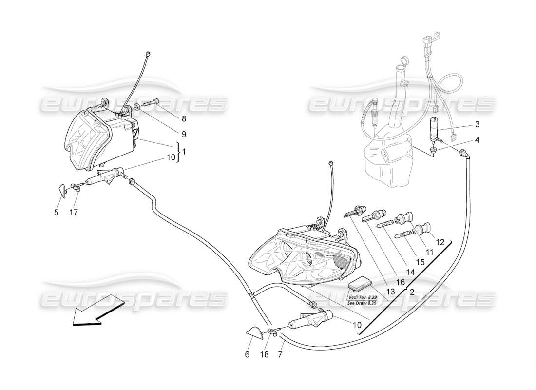 maserati qtp. (2006) 4.2 f1 headlight clusters parts diagram