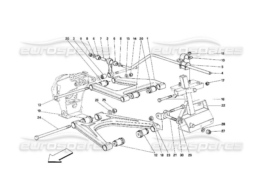ferrari 348 (2.7 motronic) rear suspension - wishbones part diagram