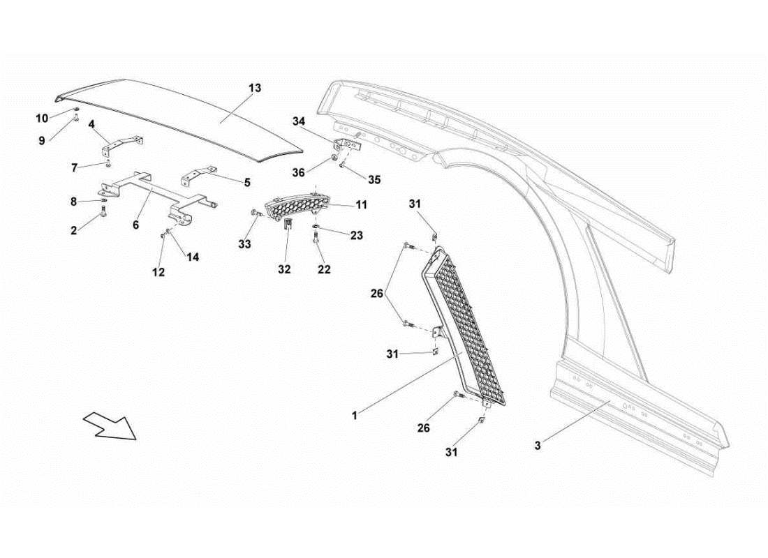 lamborghini gallardo sts ii sc rear fender parts diagram