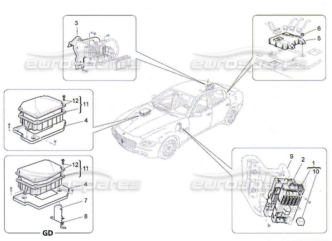 maserati qtp. (2010) 4.2 relays, fuses and boxes parts diagram