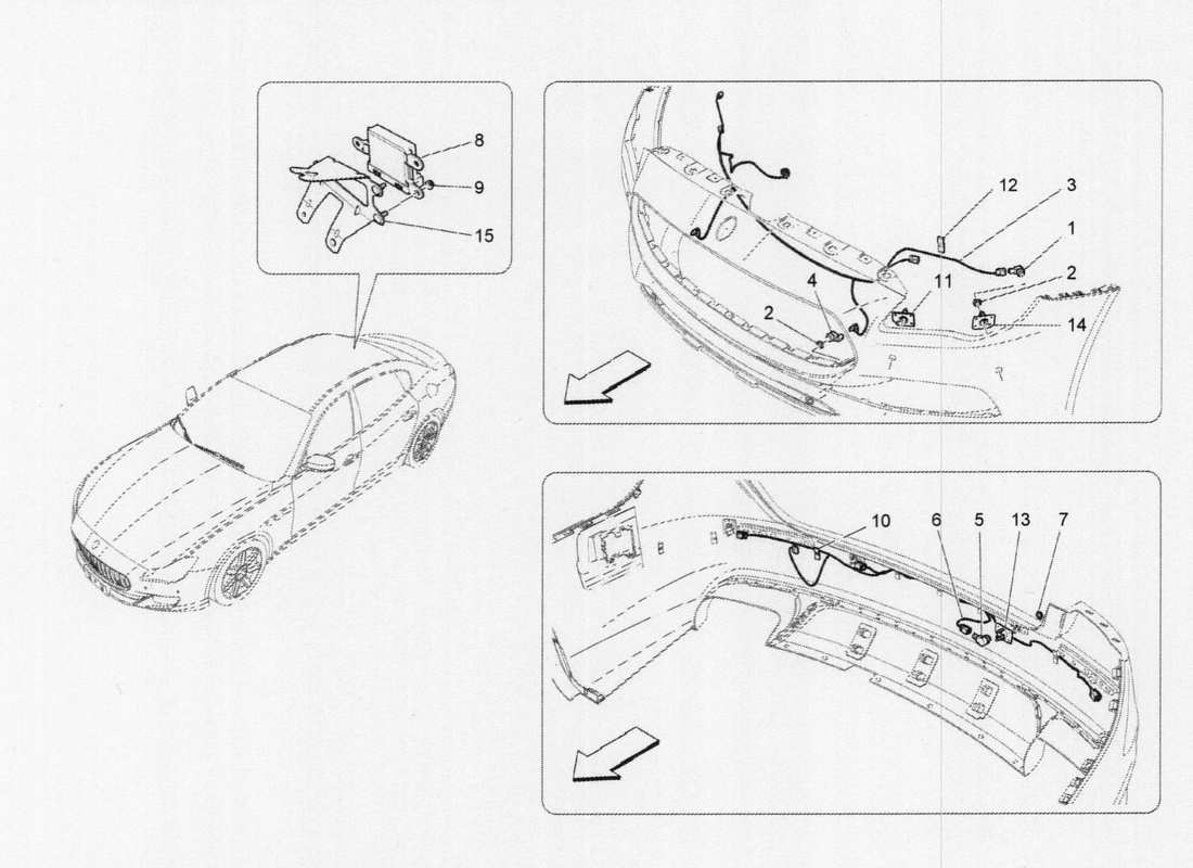 maserati qtp. v6 3.0 tds 275bhp 2017 parking sensors parts diagram