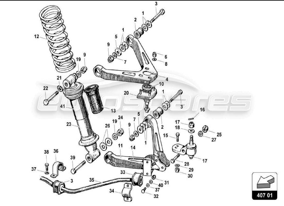 lamborghini miura p400s front arms parts diagram