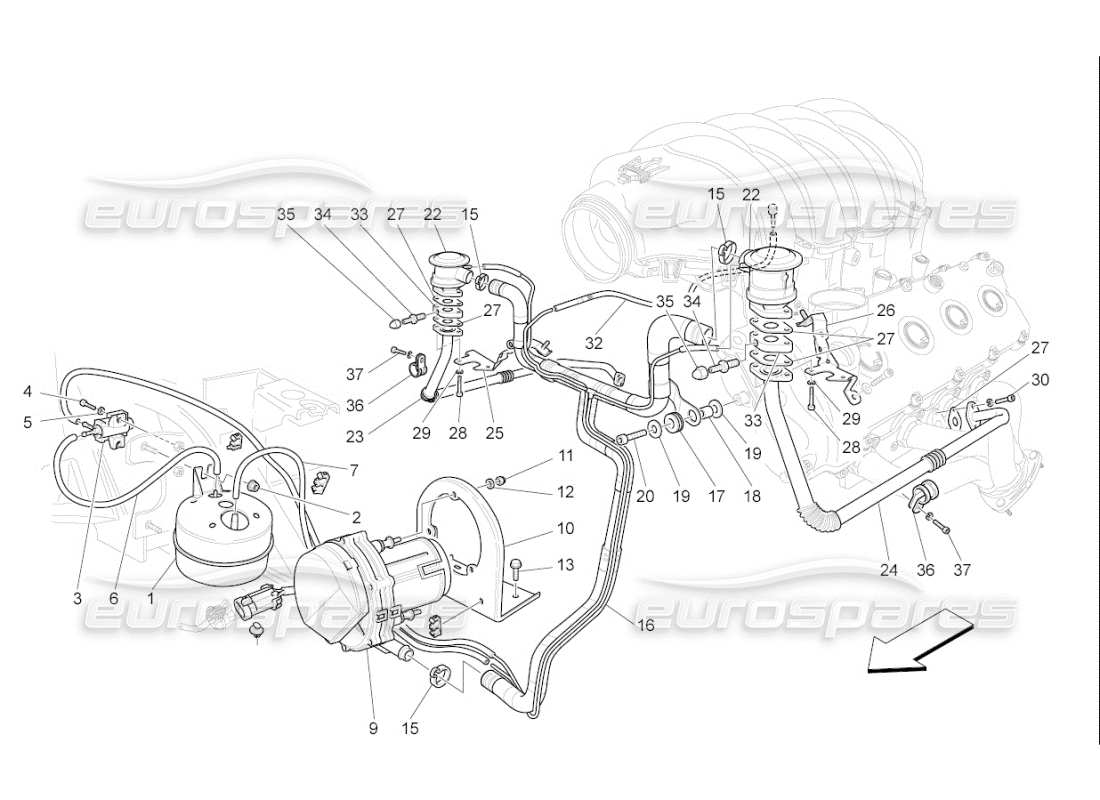 maserati qtp. (2009) 4.2 auto additional air system parts diagram