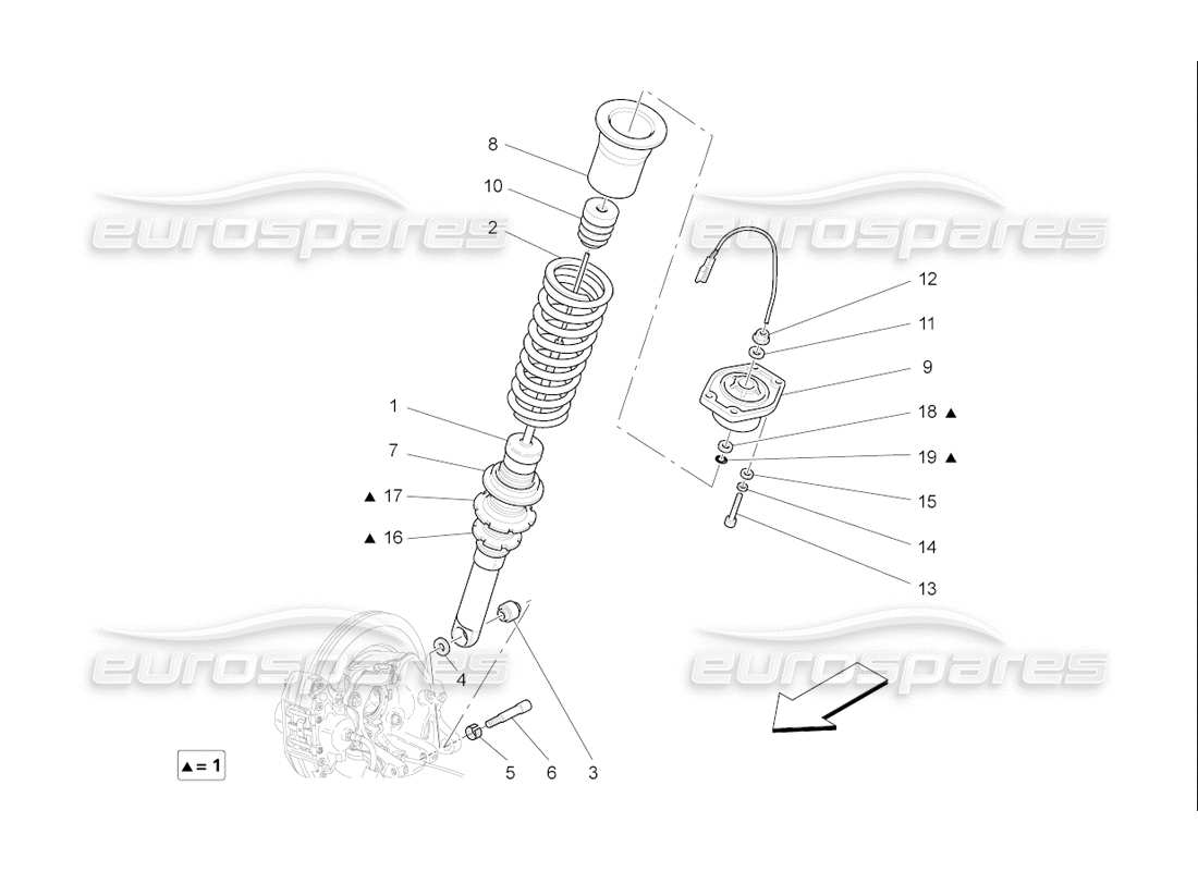 maserati qtp. (2006) 4.2 f1 rear shock absorber devices parts diagram