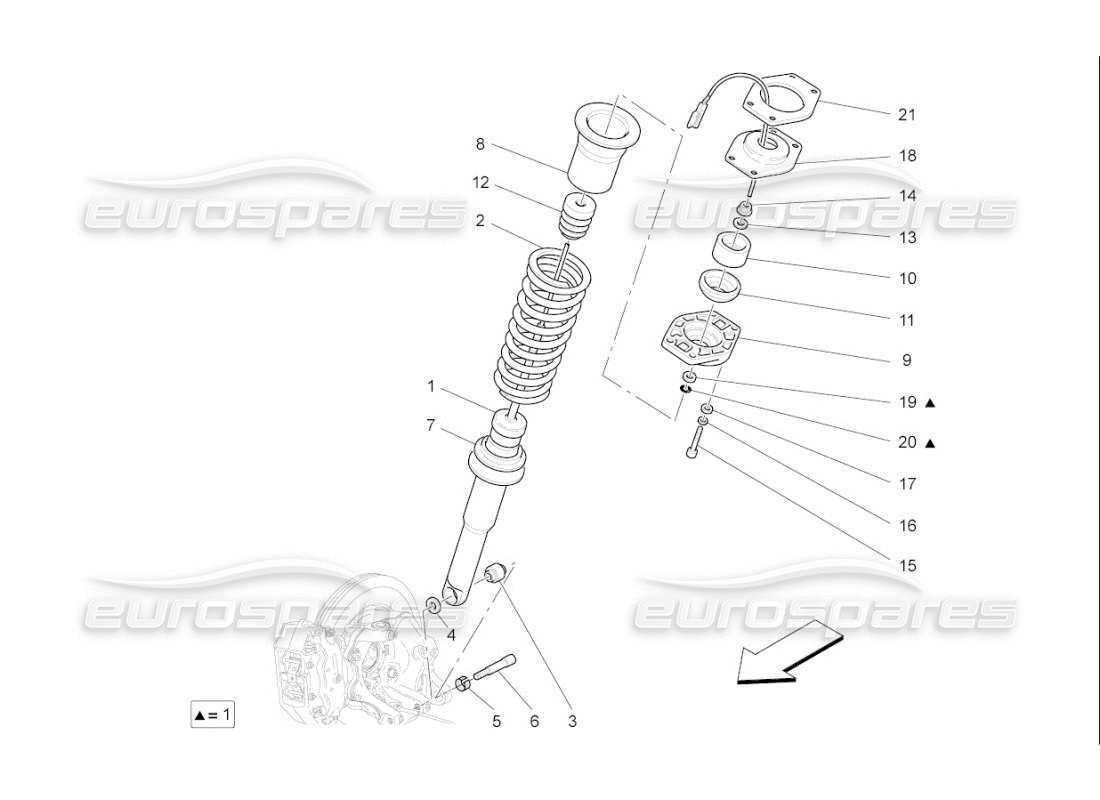 maserati qtp. (2009) 4.7 auto rear shock absorber devices part diagram