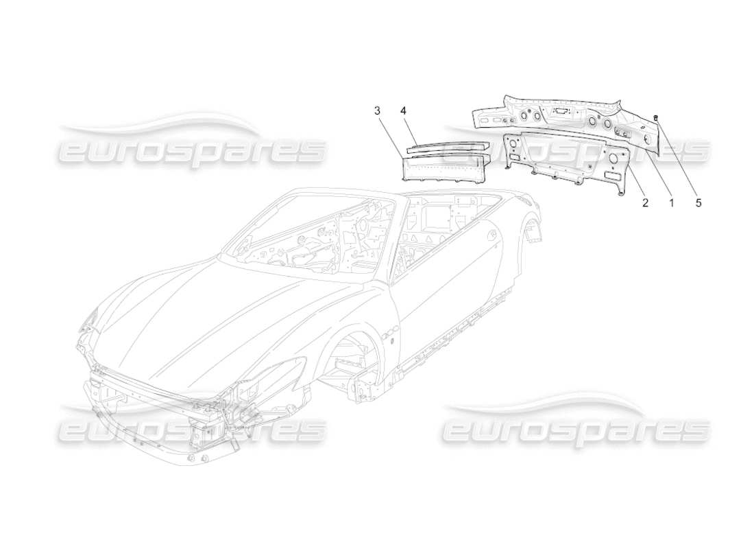 maserati grancabrio (2010) 4.7 bodywork and rear outer trim panels parts diagram