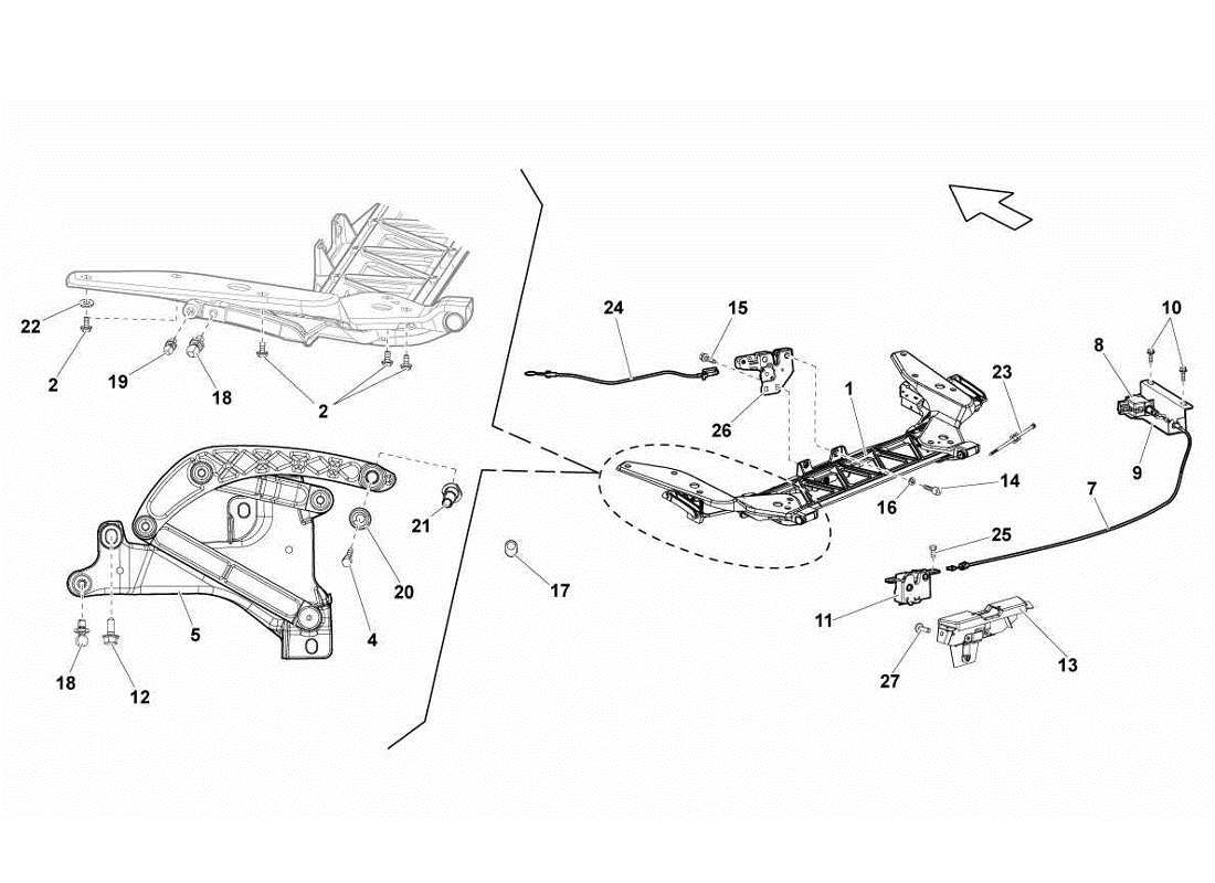 lamborghini gallardo lp560-4s update engine hood support parts diagram