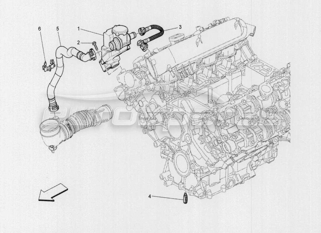 a part diagram from the maserati qtp. v8 3.8 530bhp auto 2015 parts catalogue