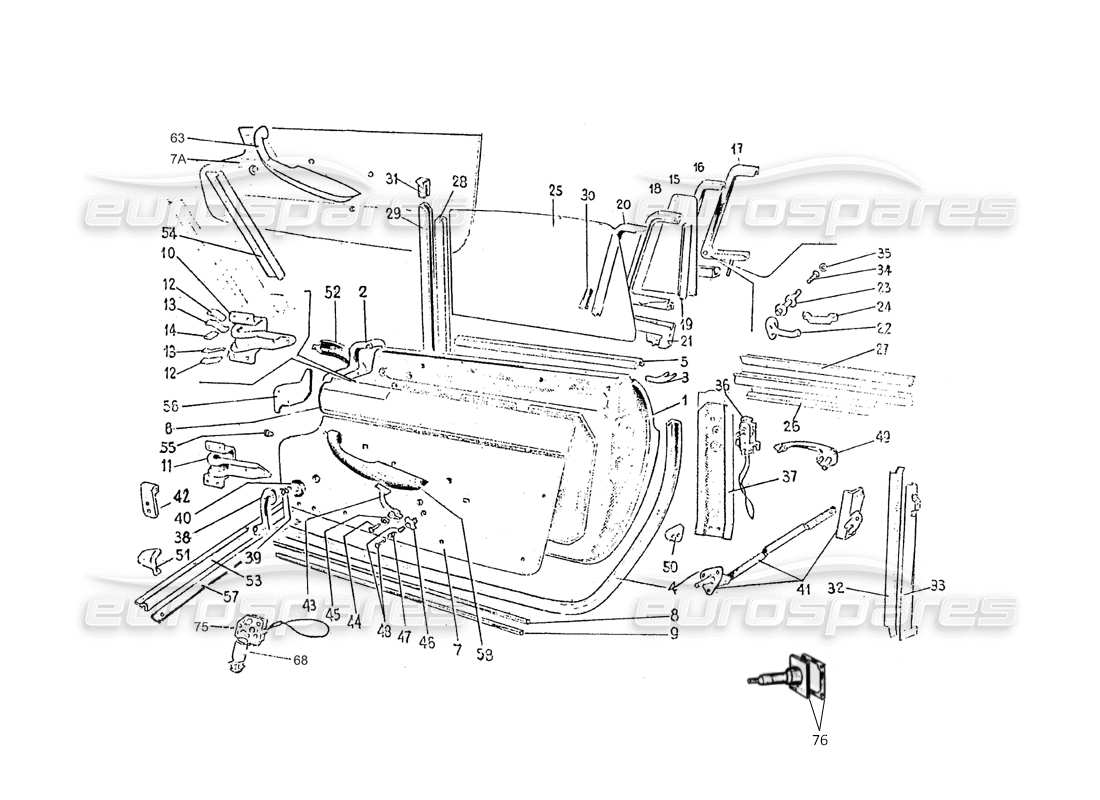 a part diagram from the ferrari 275 (pininfarina coachwork) parts catalogue