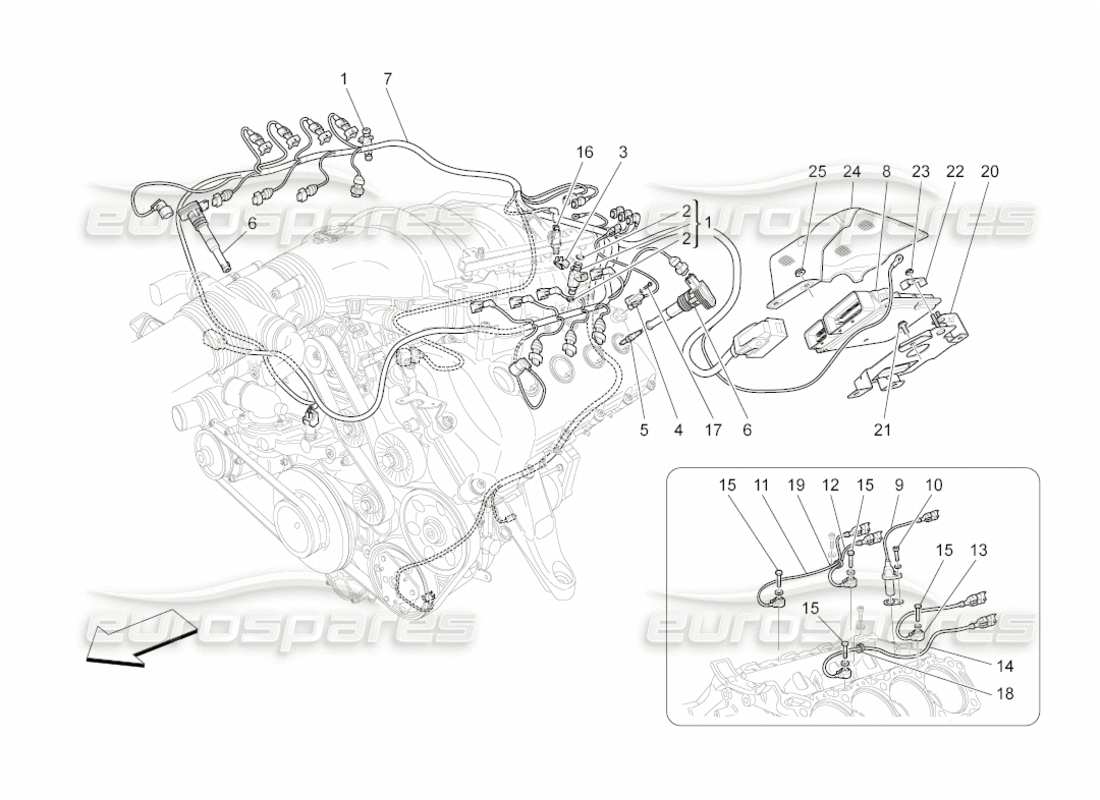 a part diagram from the maserati grancabrio (2011) 4.7 parts catalogue