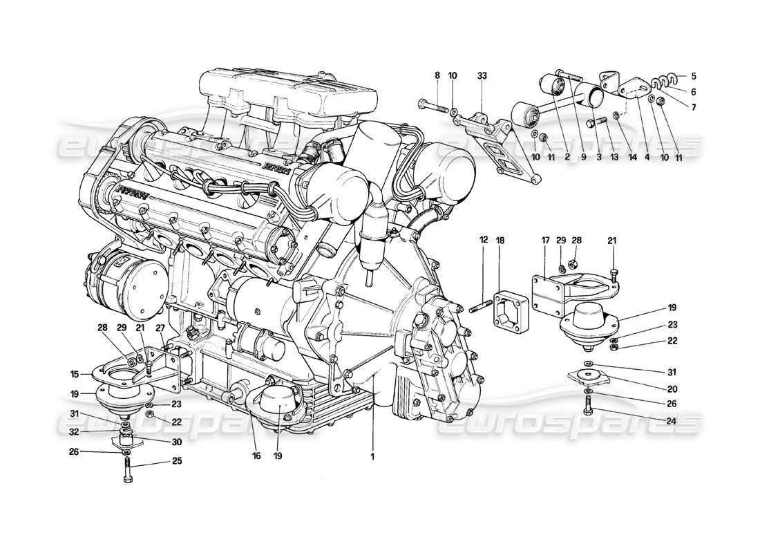 a part diagram from the Ferrari 308 (1981) GTBi/GTSi parts catalogue