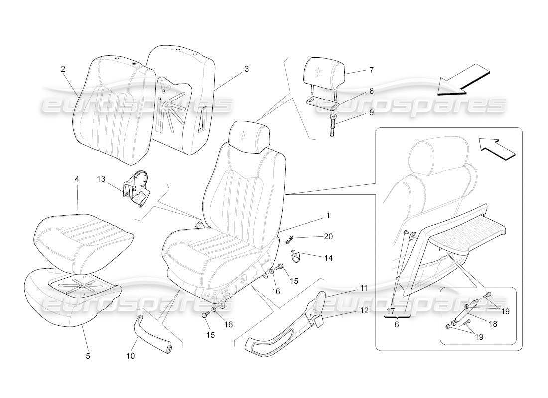 a part diagram from the maserati qtp. (2011) 4.7 auto parts catalogue