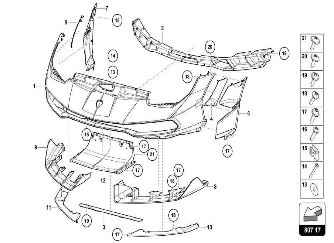 a part diagram from the lamborghini centenario spider parts catalogue
