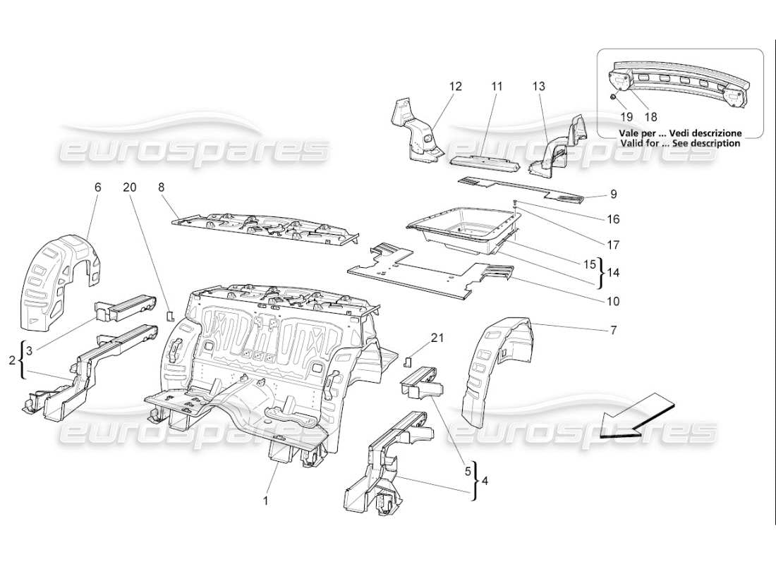 a part diagram from the maserati qtp. (2008) 4.2 auto parts catalogue