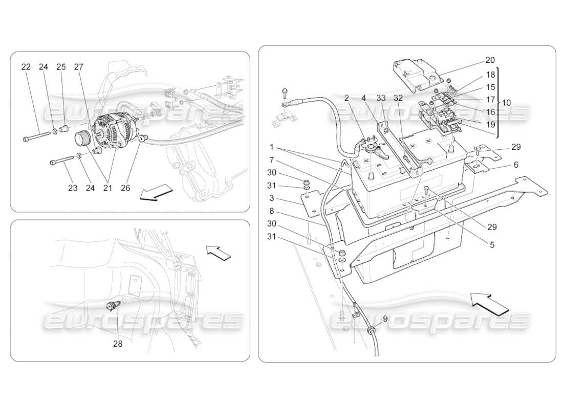 a part diagram from the Maserati GranCabrio (2011) 4.7 parts catalogue