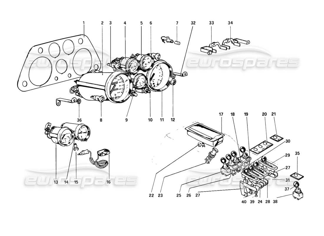 a part diagram from the ferrari 308 gtb (1980) parts catalogue