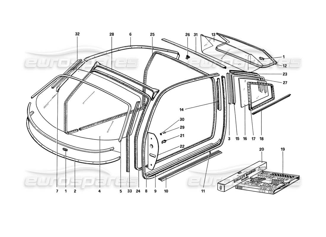 a part diagram from the Ferrari 308 GTB (1980) parts catalogue