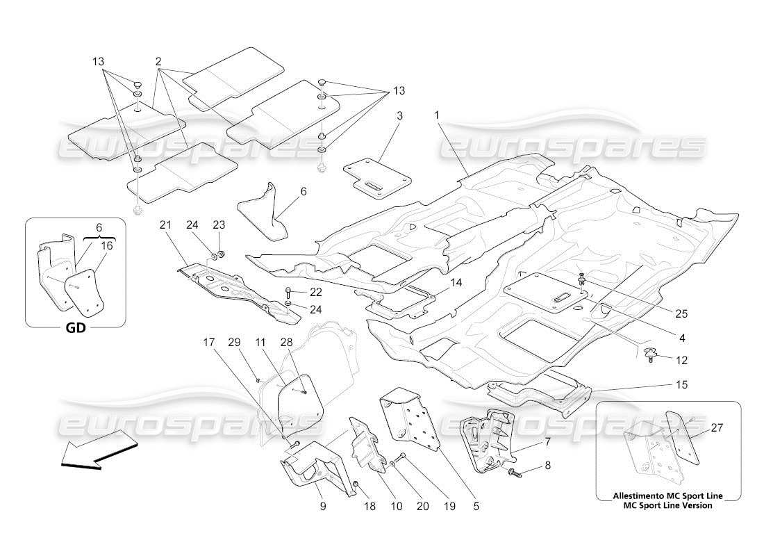 a part diagram from the maserati qtp. (2011) 4.7 auto parts catalogue