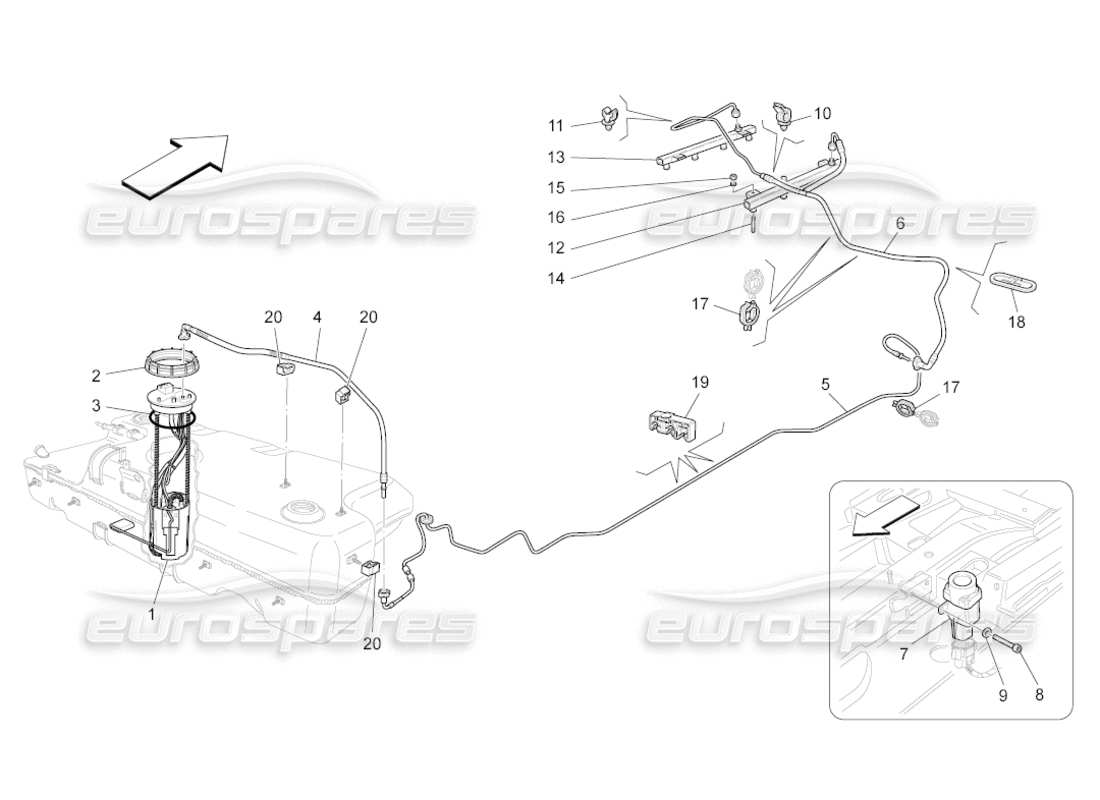 a part diagram from the maserati grancabrio (2010) 4.7 parts catalogue