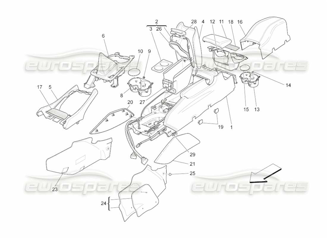 a part diagram from the Maserati GranCabrio (2011) 4.7 parts catalogue