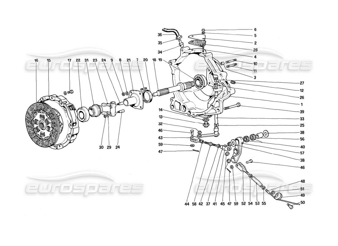 a part diagram from the Ferrari 308 (1981) GTBi/GTSi parts catalogue