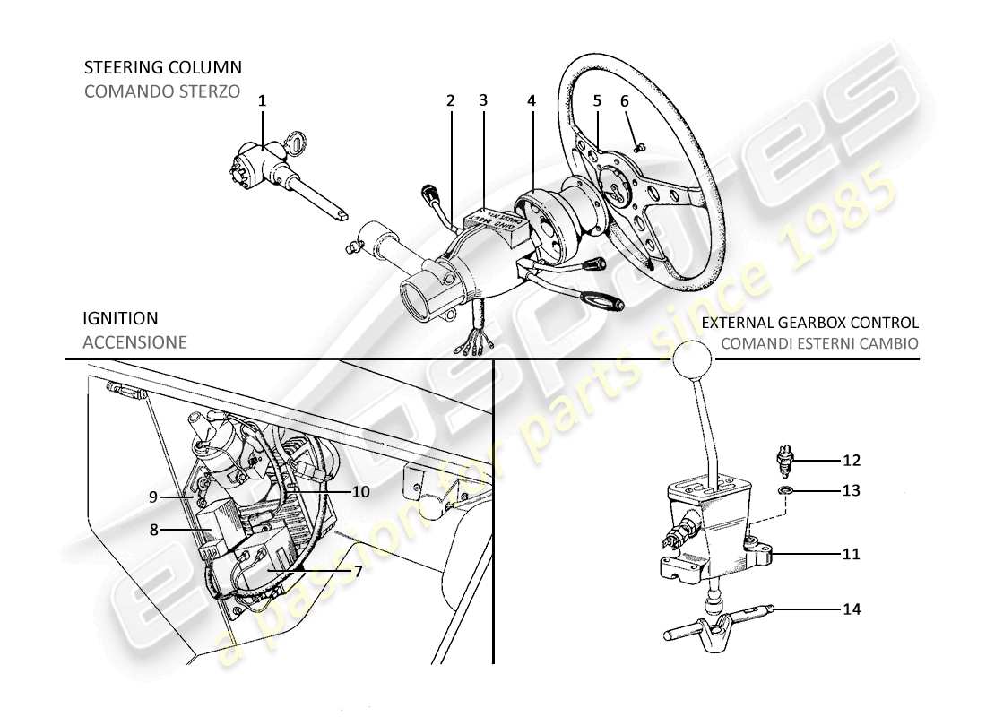 a part diagram from the Ferrari 246 Dino (1975) parts catalogue
