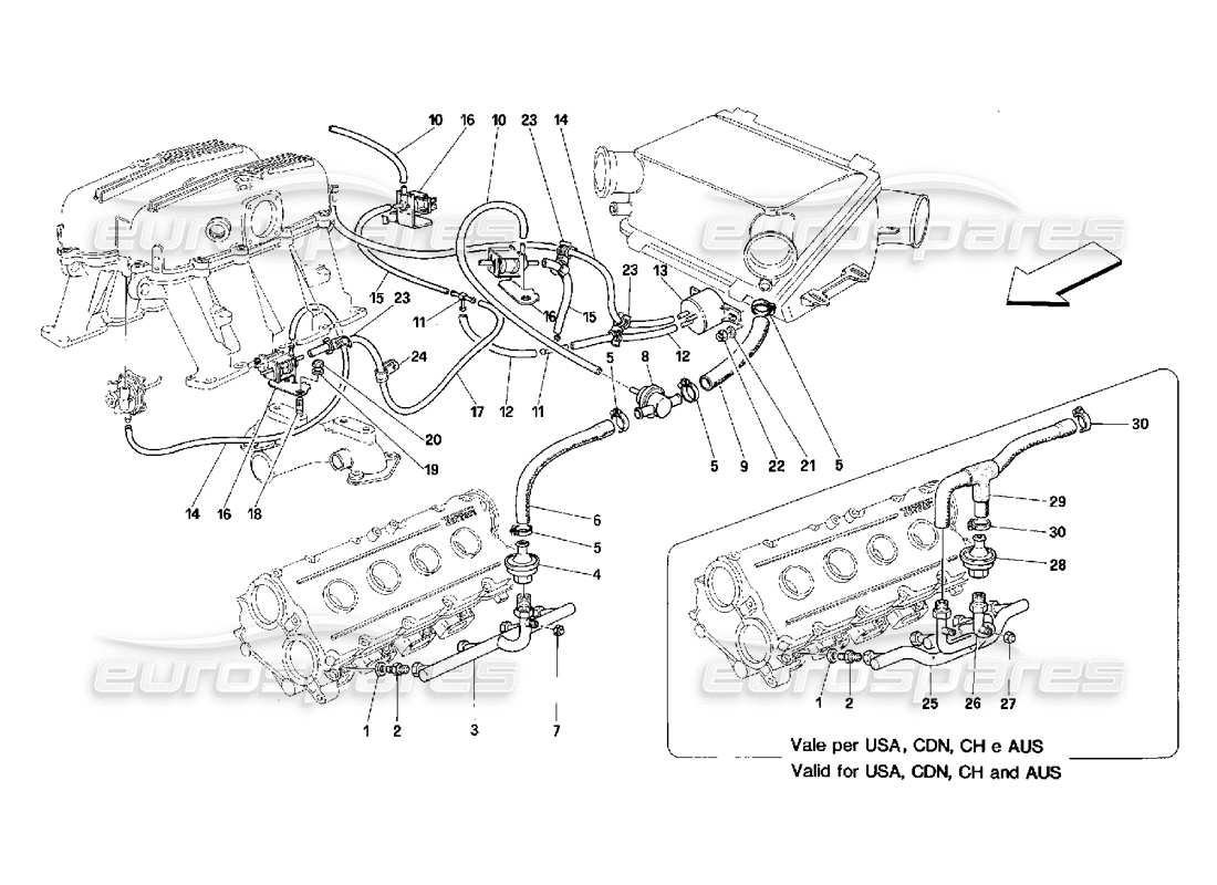 a part diagram from the Ferrari 348 (2.7 Motronic) parts catalogue