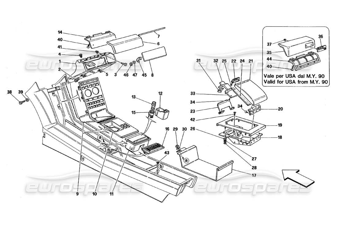 a part diagram from the Ferrari 348 (1993) TB / TS parts catalogue