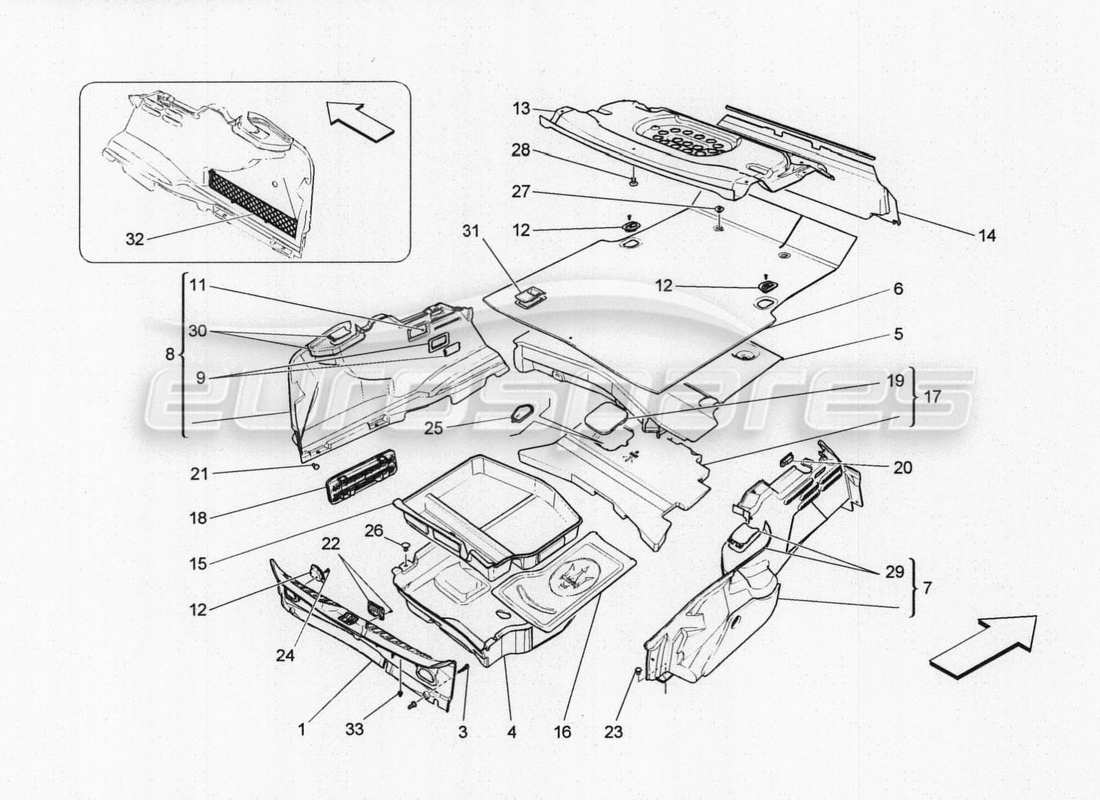 a part diagram from the Maserati QTP. V8 3.8 530bhp Auto 2015 parts catalogue
