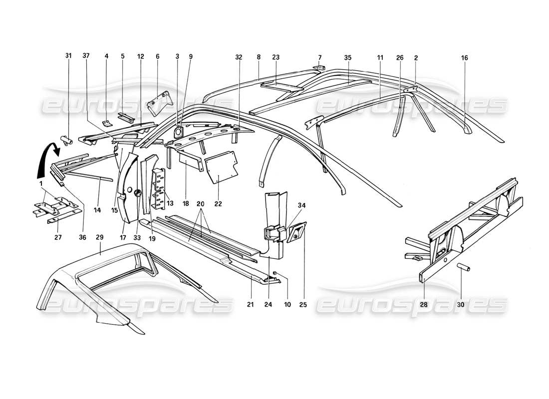 a part diagram from the ferrari 308 (1981) gtbi/gtsi parts catalogue