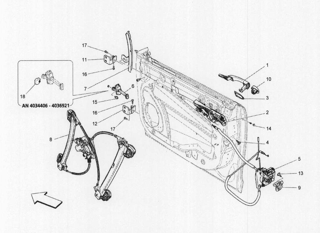 a part diagram from the Maserati QTP. V6 3.0 BT 410bhp 2wd 2017 parts catalogue