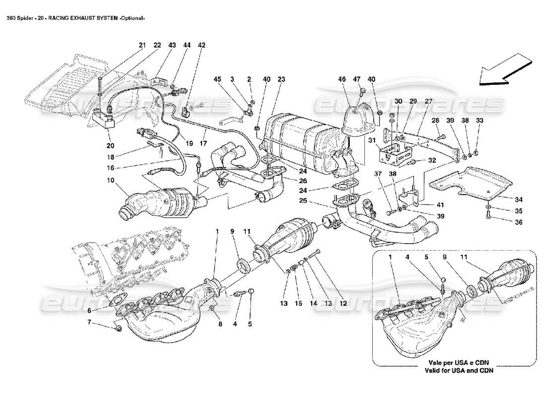 a part diagram from the Ferrari 360 Spider parts catalogue