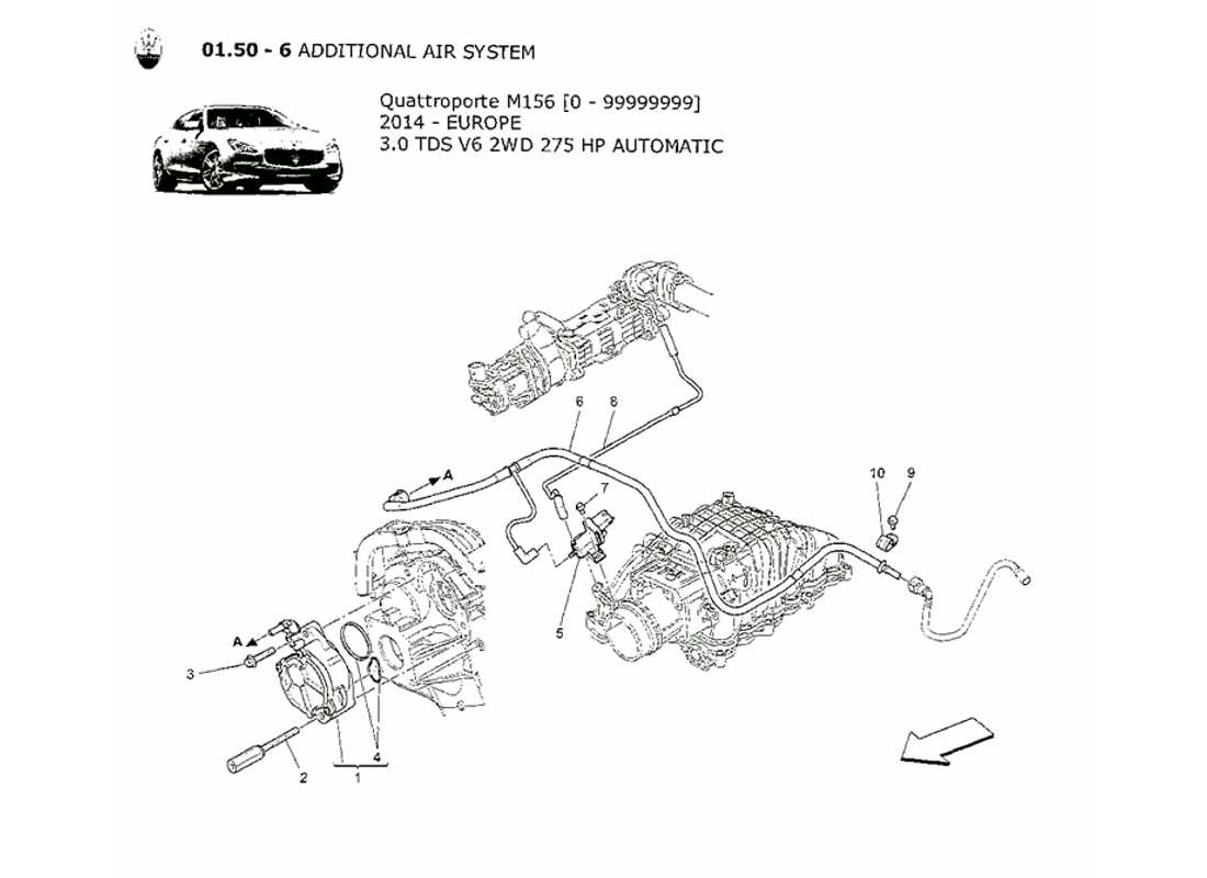 a part diagram from the maserati quattroporte m156 (2014 onwards) parts catalogue