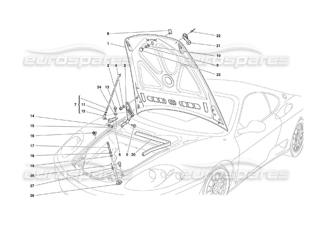a part diagram from the ferrari 360 challenge (2000) parts catalogue