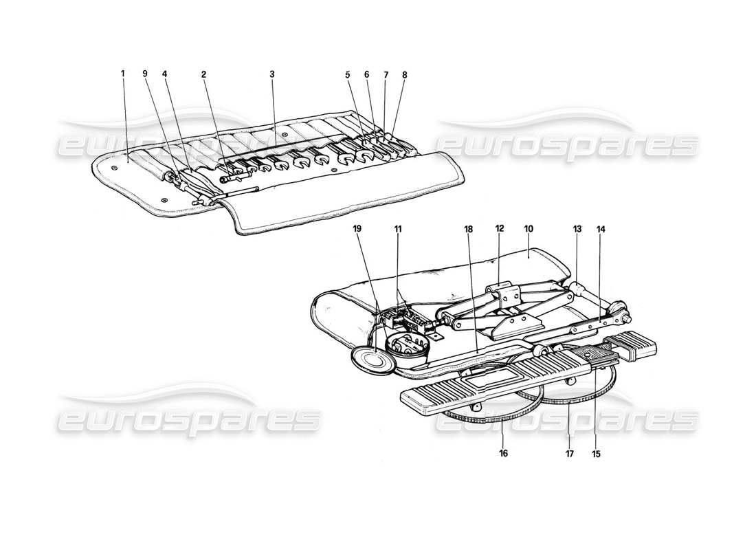 a part diagram from the ferrari 308 (1981) gtbi/gtsi parts catalogue