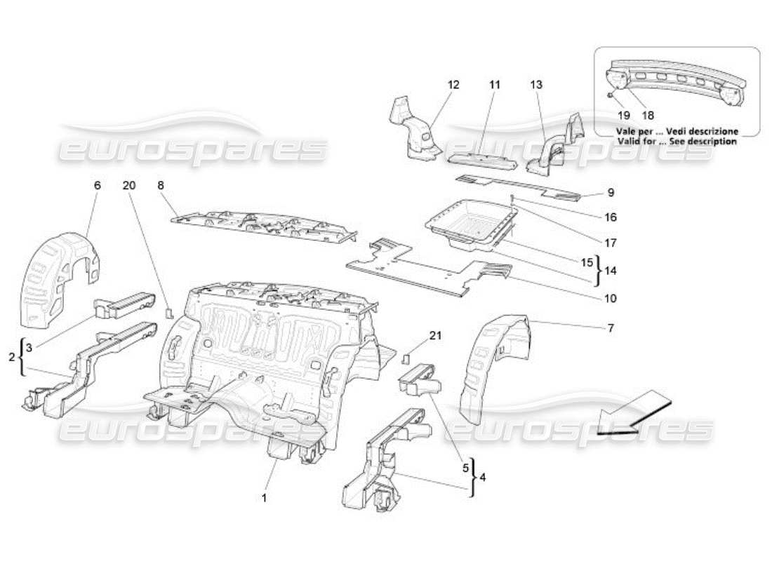a part diagram from the maserati qtp. (2005) 4.2 parts catalogue