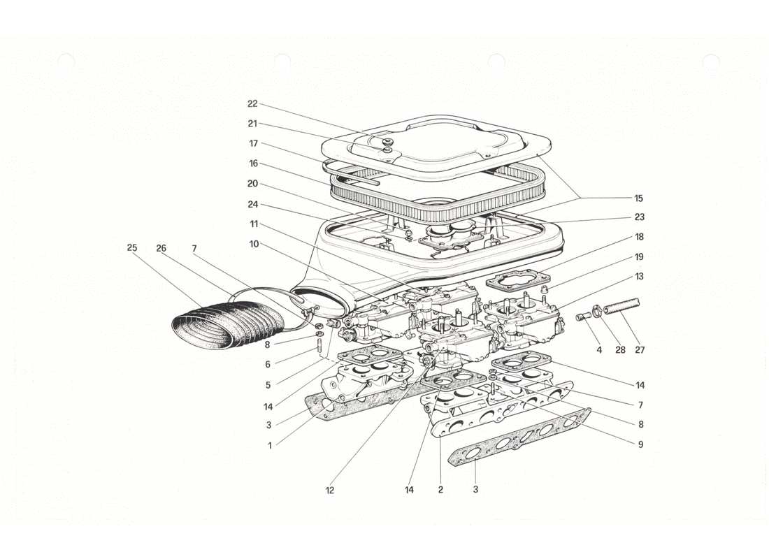VIEW PARTS DIAGRAMS FROM THE FERRARI 208 GTB GTS PARTS CATALOGUE a part diagram from the ferrari 208 gtb gts parts catalogue