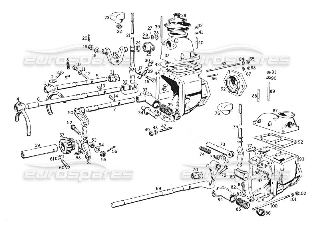 a part diagram from the ferrari 250 gte (1957) parts catalogue