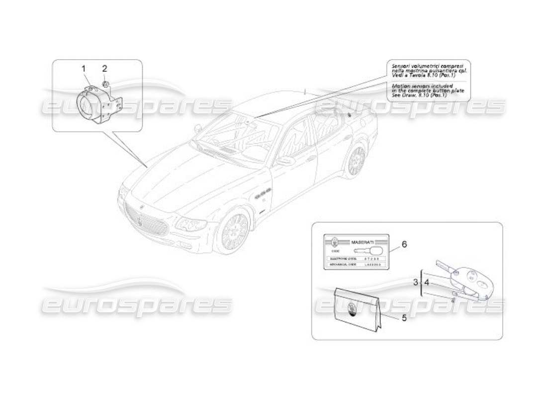 a part diagram from the maserati qtp. (2005) 4.2 parts catalogue