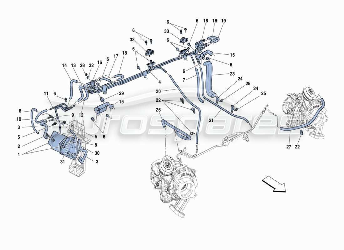 ferrari 488 challenge vacum accumulator system parts diagram