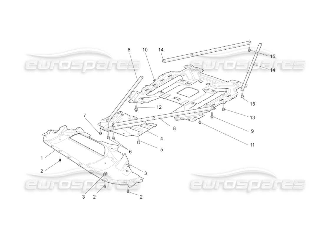 maserati grancabrio (2010) 4.7 underbody and underfloor guards part diagram