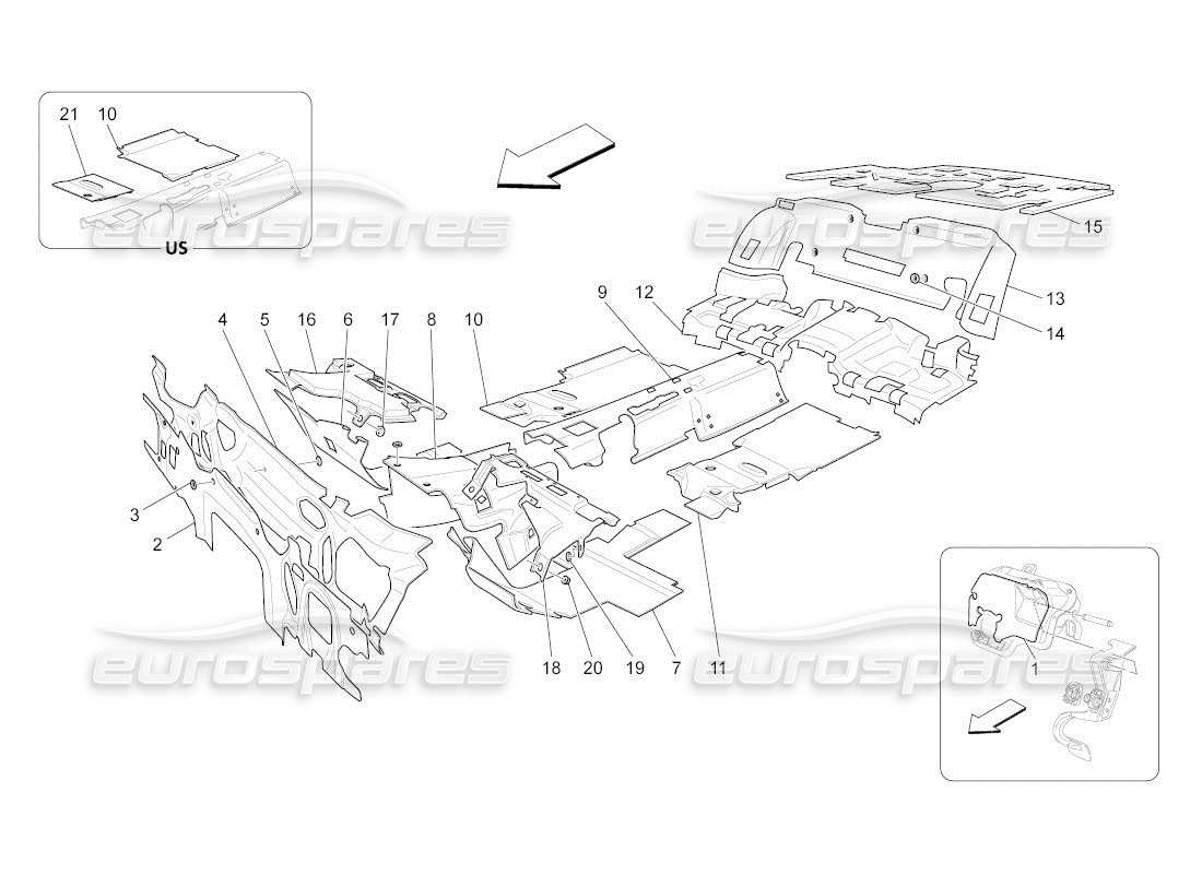 maserati qtp. (2011) 4.2 auto sound-proofing panels inside the vehicle parts diagram